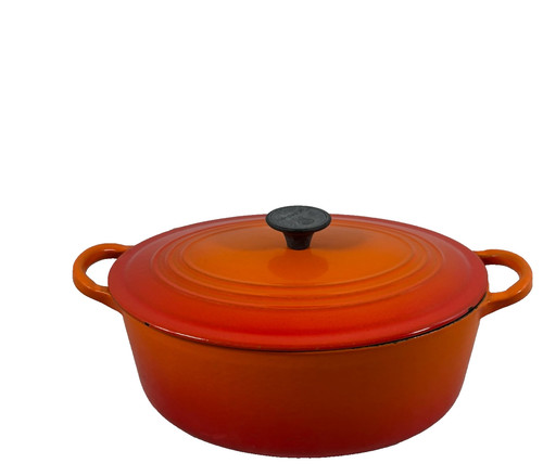 Creuset orange enamel cast - le,