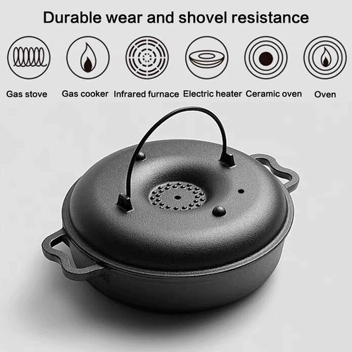Cast iron casserole - cast, round